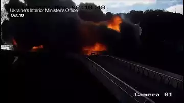 Watch: A Ukrainian Bridge Is Destroyed in Attack