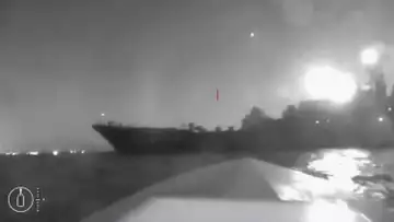 Video Appears to Show Ukraine Drone Attack on Russian Ship