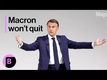 Macron Won't Quit if Party Is Defeated in French Election